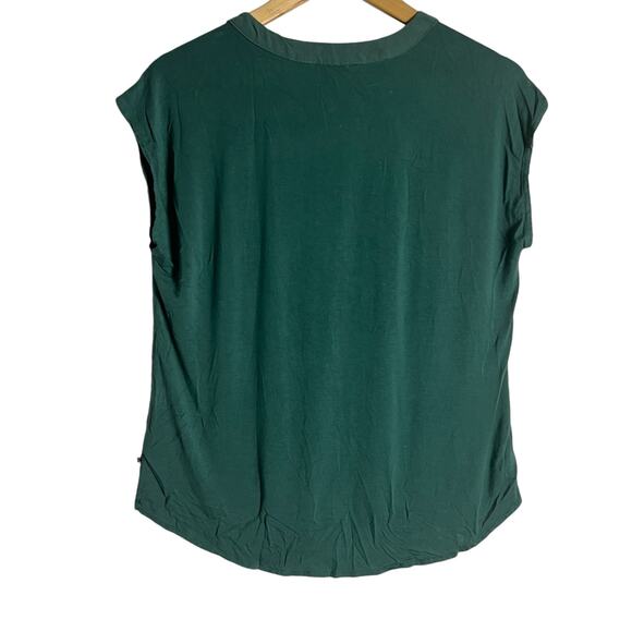 Banana Republic Solid Green Cap Sleeve V-Neck Crepe Popover Blouse Size Small - Picture 9 of 9